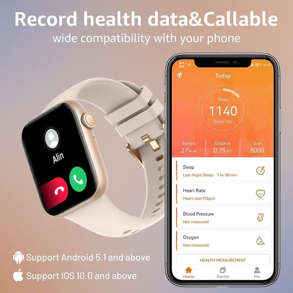 1.95" Full Screen Fitness Tracker with 111+ Sport Modes Smartwatch - Picture 3 of 6